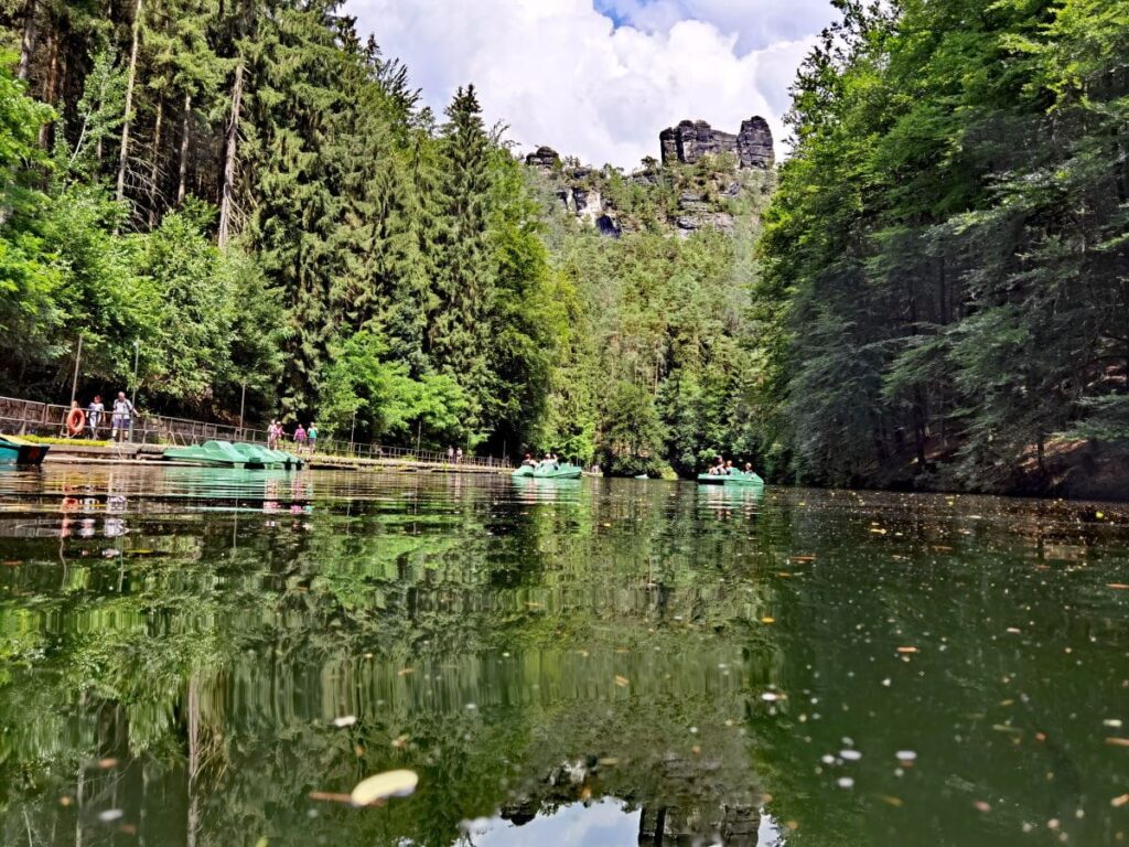 Blick über den Amselsee  in der Sächsischen Schweiz